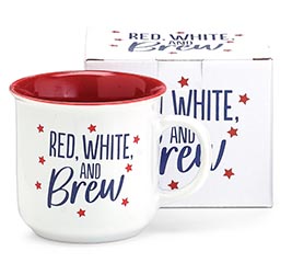 photo of MUG RED WHITE AND BREW WITH RED STARS