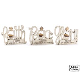 FAITH PEACE & GLORY BLOCK SHELF SITTERS