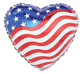 17" PATRIOTIC USA FLAG DESIGN HEART