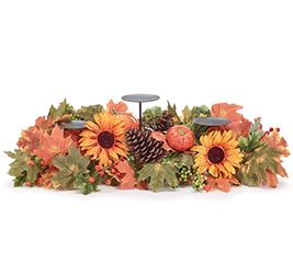 DECORATIVE CANDLEHOLDER WITH FALL SILKS