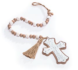EMBOSSED TIN CROSS PRAYER BEADS