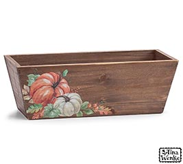 RECTANGLE WOOD PUMPKIN PLANTER