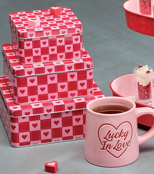 Val Tin Containers and Mug