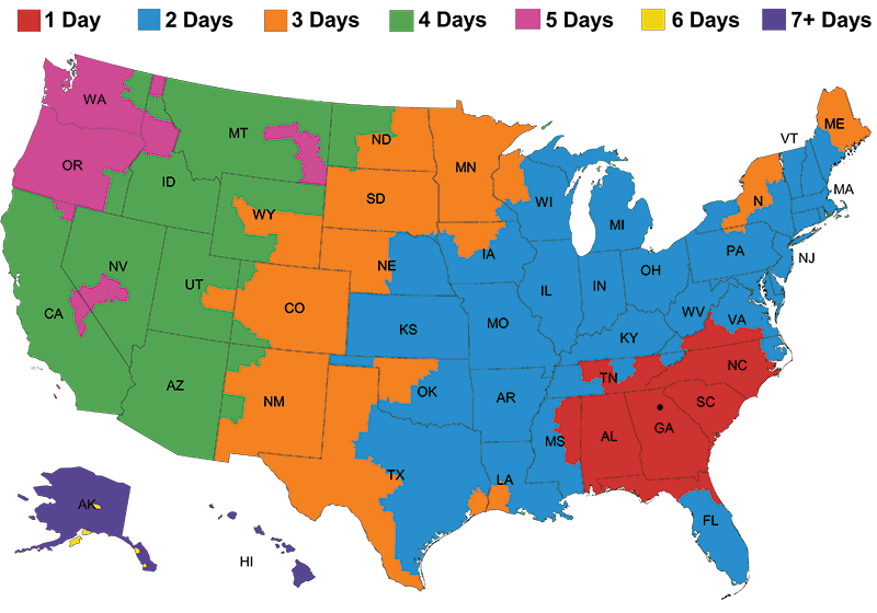 FedEx Shipping Information Map FedExMap.png