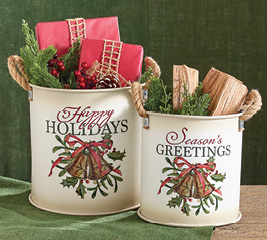 happy holidays and seasons greetings tin containers